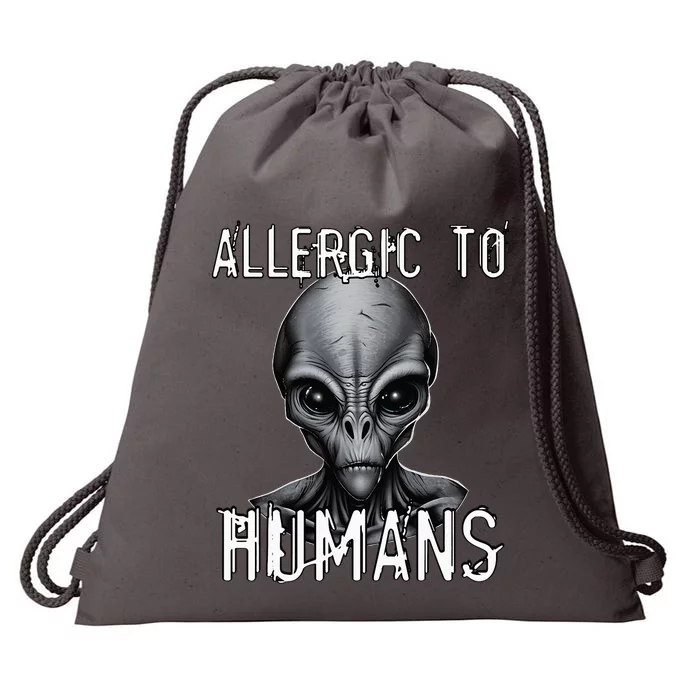 Allergic To Humans Funny Ufo Paranormal Drawstring Bag