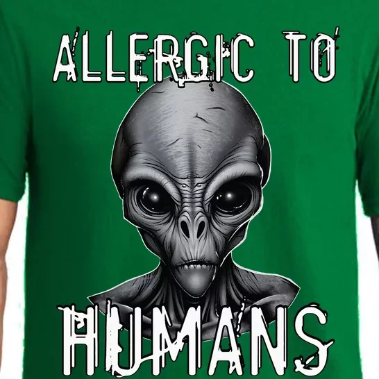 Allergic To Humans Funny Ufo Paranormal Pajama Set