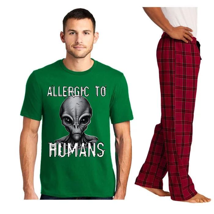 Allergic To Humans Funny Ufo Paranormal Pajama Set