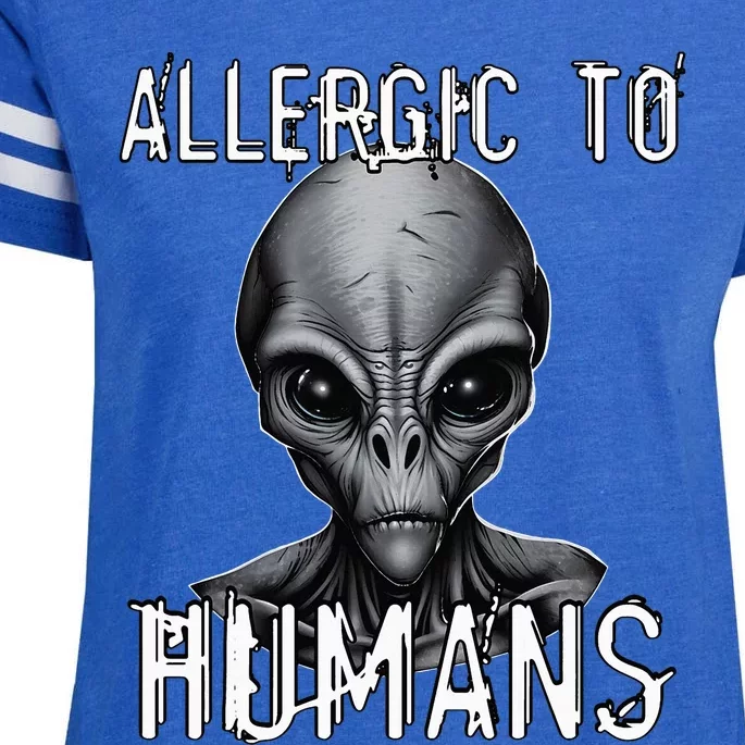 Allergic To Humans Funny Ufo Paranormal Enza Ladies Jersey Football T-Shirt