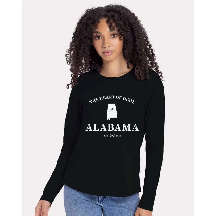 Alabama The Heart Of Dixie Womens Cotton Relaxed Long Sleeve T-Shirt