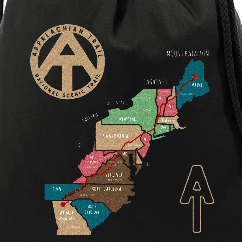 Appalachian Trail Hiking Map Drawstring Bag