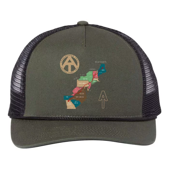 Appalachian Trail Hiking Map Retro Rope Trucker Hat Cap