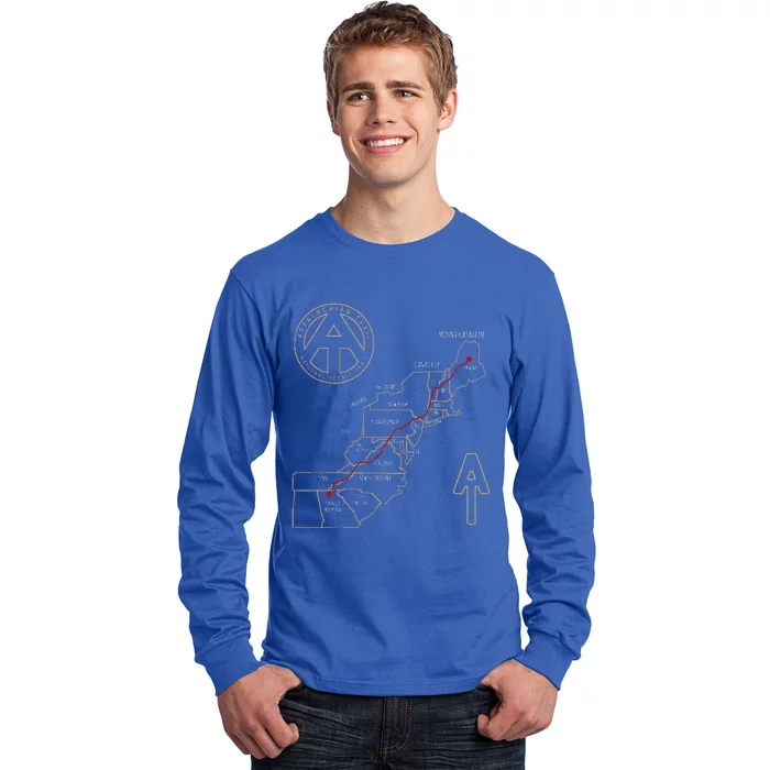 Appalachian Trail Hiking Map Outdoor Adventure Trailing Long Sleeve Shirt