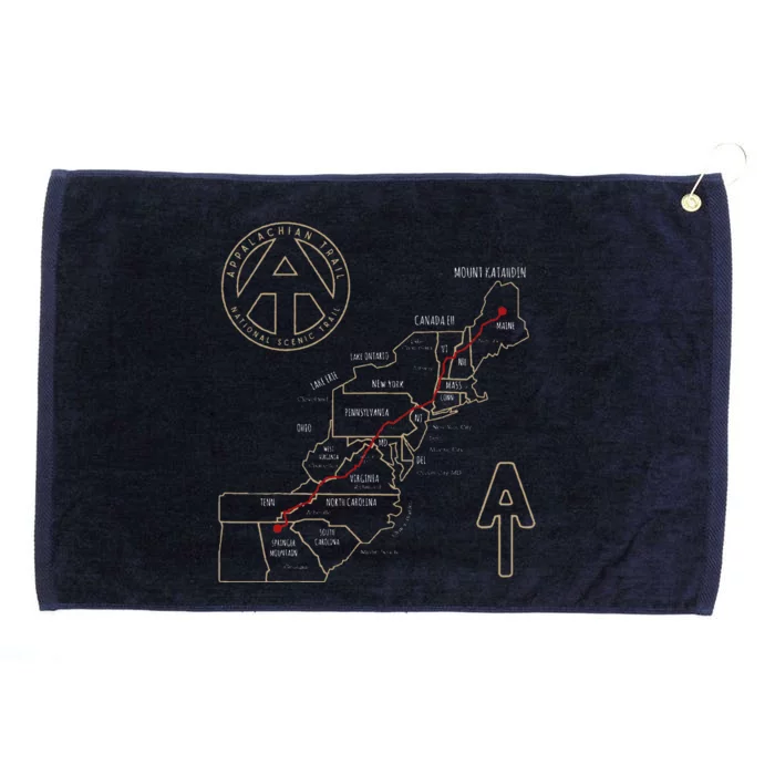 Appalachian Trail Hiking Map Outdoor Adventure Trailing Grommeted Golf Towel