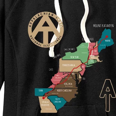 Appalachian Trail Hiking Map Women's Fleece Hoodie