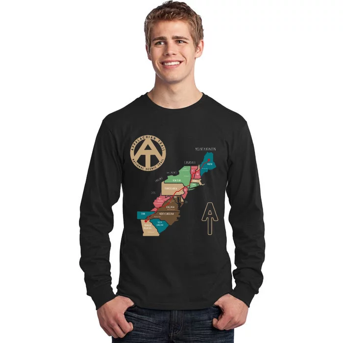 Appalachian Trail Hiking Map Tall Long Sleeve T-Shirt