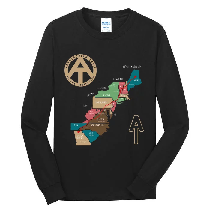 Appalachian Trail Hiking Map Tall Long Sleeve T-Shirt