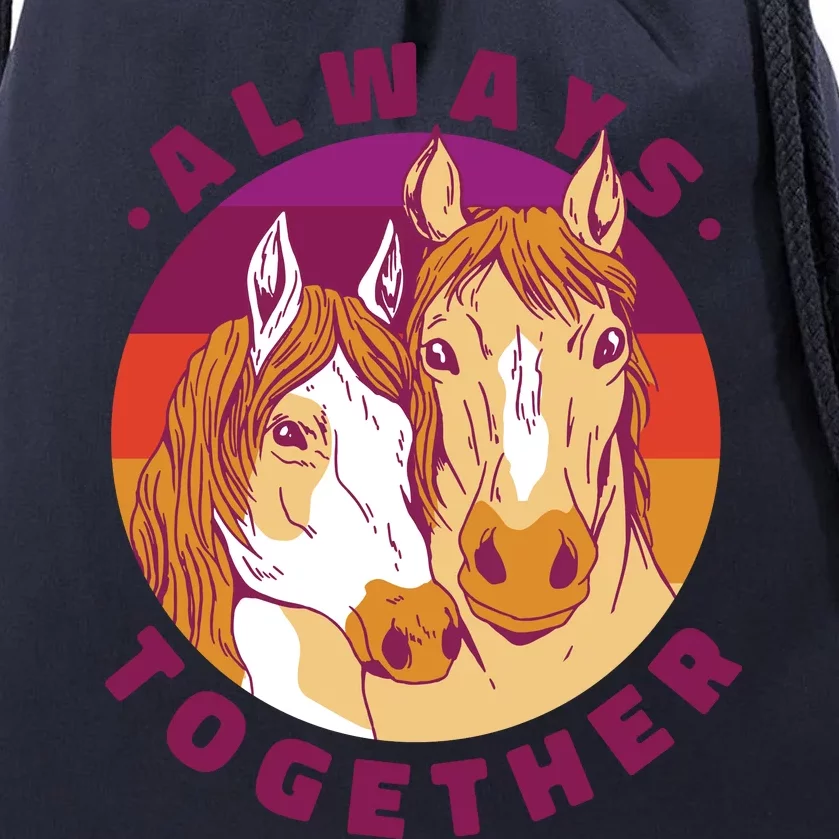 Always Together Horses Sunset Drawstring Bag