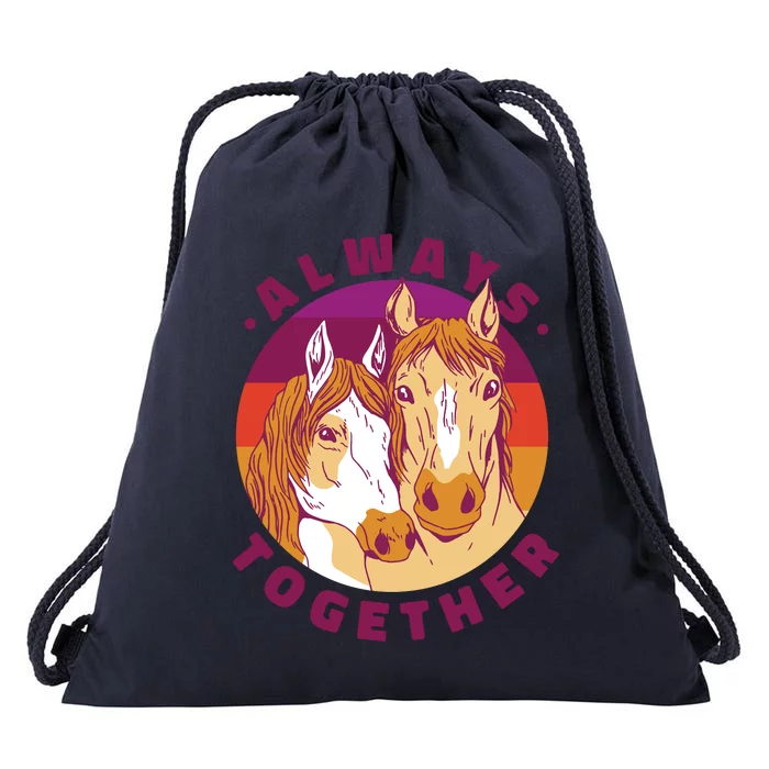 Always Together Horses Sunset Drawstring Bag