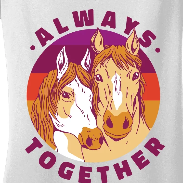 Always Together Horses Sunset Women's V-Neck T-Shirt