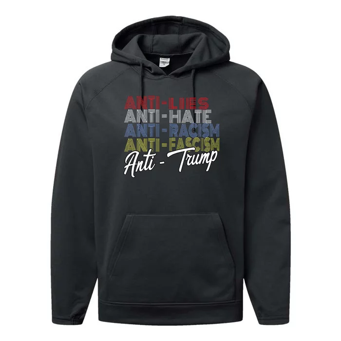 Anti Trump Hate Lies And Fascism Resist Vote Nov 5 2024 Performance Fleece Hoodie