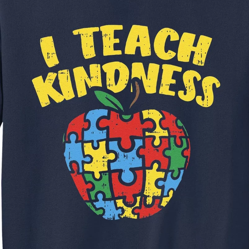 Autism Teacher I Teach Kindness Apple Puzzle Awareness Sweatshirt