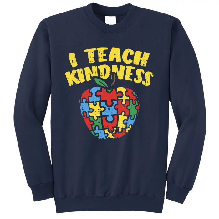 Autism Teacher I Teach Kindness Apple Puzzle Awareness Sweatshirt