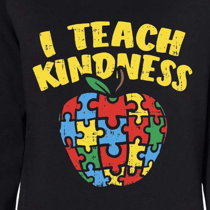 Autism Teacher I Teach Kindness Apple Puzzle Awareness Womens California Wash Sweatshirt