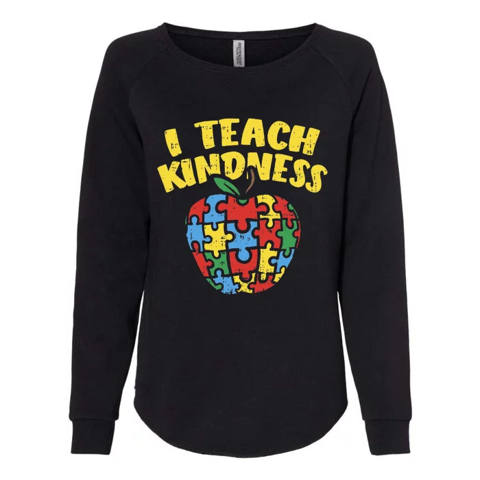 Autism Teacher I Teach Kindness Apple Puzzle Awareness Womens California Wash Sweatshirt