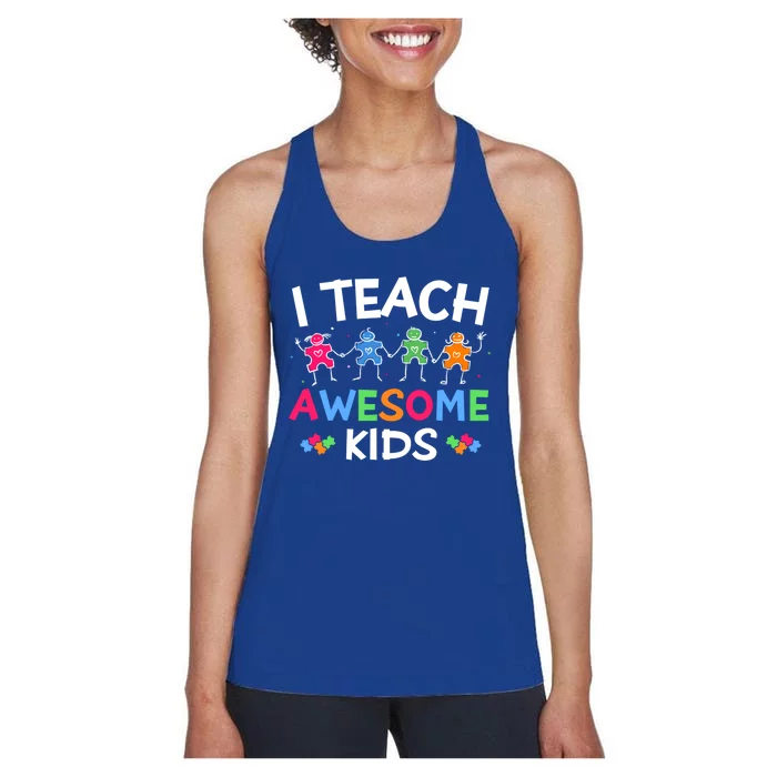 Autism Teacher I Teach Awesome Sped Teacher Special Ed Funny Gift Women's Racerback Tank