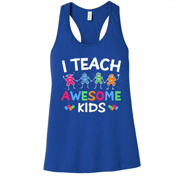 Autism Teacher I Teach Awesome Sped Teacher Special Ed Funny Gift Women's Racerback Tank