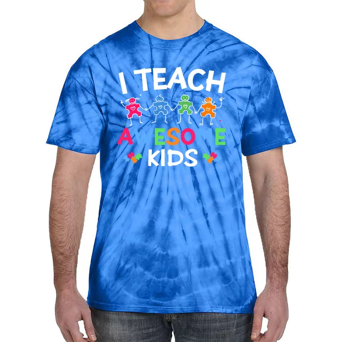 Autism Teacher I Teach Awesome Sped Teacher Special Ed Funny Gift Tie-Dye T-Shirt