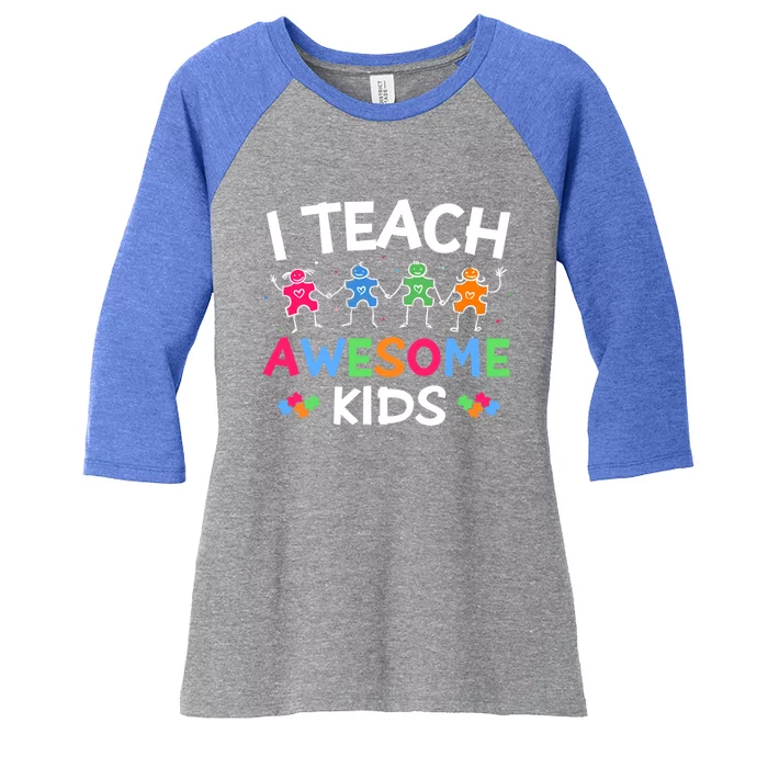 Autism Teacher I Teach Awesome Sped Teacher Special Ed Funny Gift Women's Tri-Blend 3/4-Sleeve Raglan Shirt