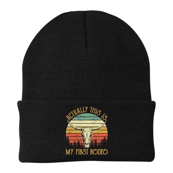 Actually This Is My First Rodeo Country Western Bull Skull Knit Cap Winter Beanie