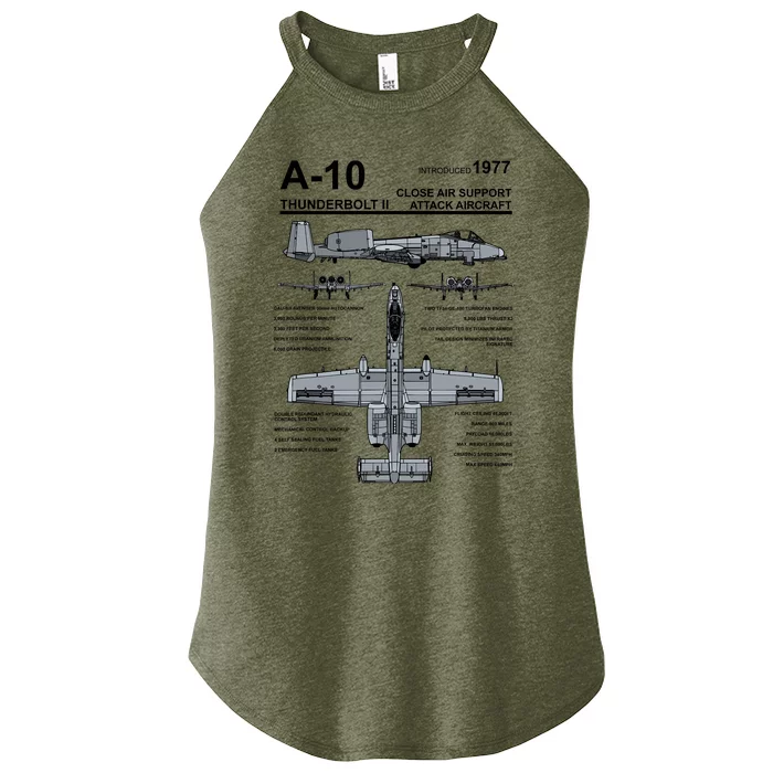 A10 Thunderbolt Ii Warthog Military Jet Spec Diagram Women’s Perfect Tri Rocker Tank