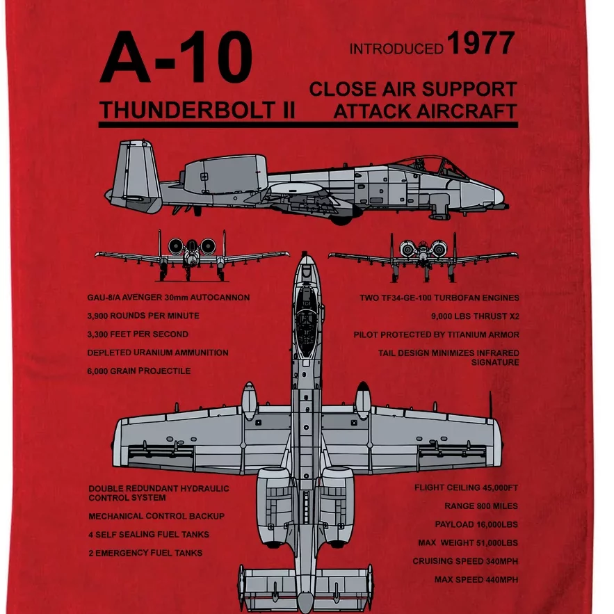 A10 Thunderbolt Ii Warthog Military Jet Spec Diagram Platinum Collection Golf Towel