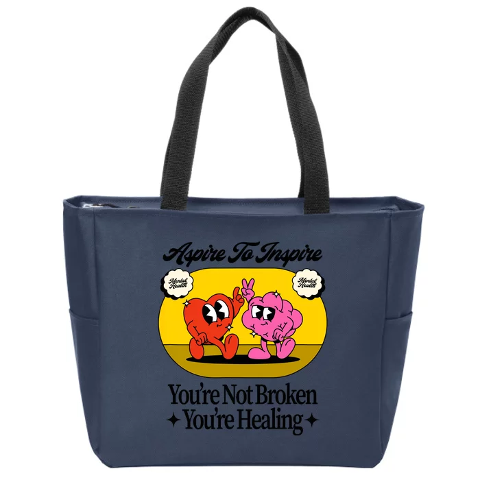 Aspire To Inspire (Mental Health) (Mind & Heart) Zip Tote Bag