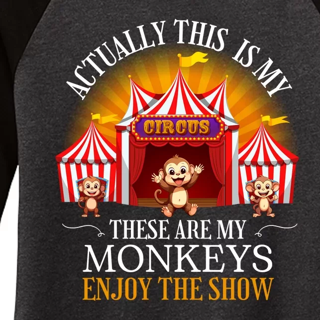 Actually This Is My Circus These Are Monkeys Monkey Lover Women's Tri-Blend 3/4-Sleeve Raglan Shirt