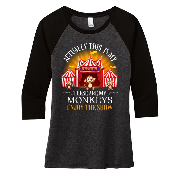 Actually This Is My Circus These Are Monkeys Monkey Lover Women's Tri-Blend 3/4-Sleeve Raglan Shirt