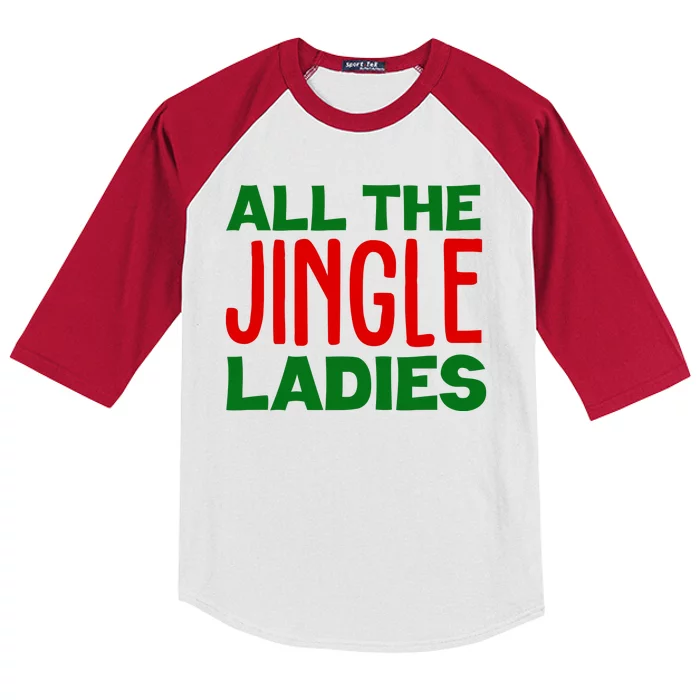 All The Jingle Ladies Funny Christmas Kids Colorblock Raglan Jersey