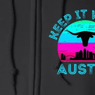 Austin Texas Keep It Weird Longhorn Sunset Gift Full Zip Hoodie