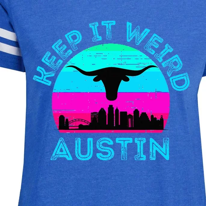 Austin Texas Keep It Weird Longhorn Sunset Gift Enza Ladies Jersey Football T-Shirt