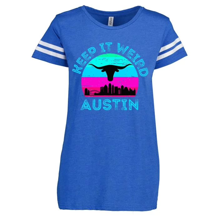 Austin Texas Keep It Weird Longhorn Sunset Gift Enza Ladies Jersey Football T-Shirt