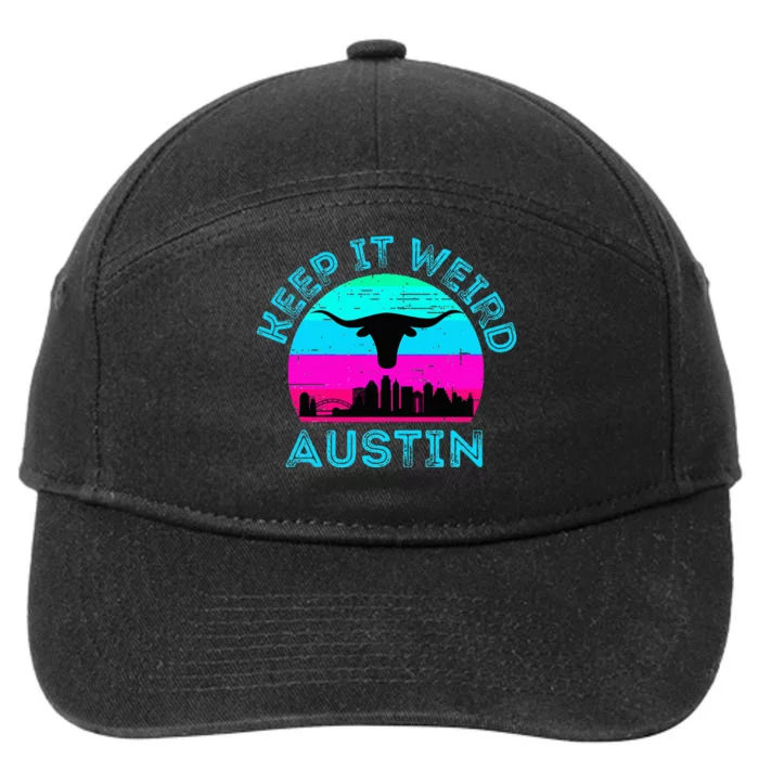 Austin Texas Keep It Weird Longhorn Sunset Gift 7-Panel Snapback Hat