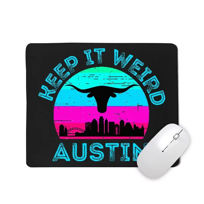 Austin Texas Keep It Weird Longhorn Sunset Gift Mousepad