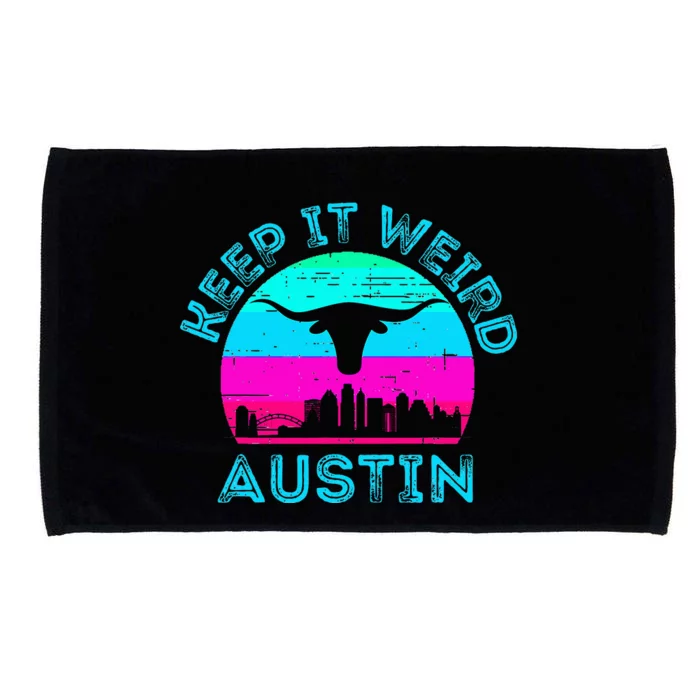 Austin Texas Keep It Weird Longhorn Sunset Gift Microfiber Hand Towel