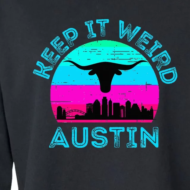 Austin Texas Keep It Weird Longhorn Sunset Gift Cropped Pullover Crew