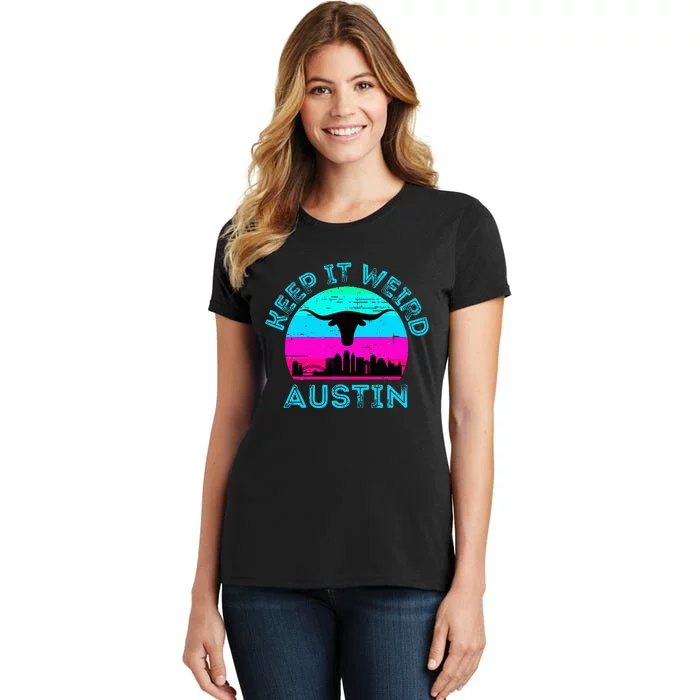 Austin Texas Keep It Weird Longhorn Sunset Gift Women's T-Shirt