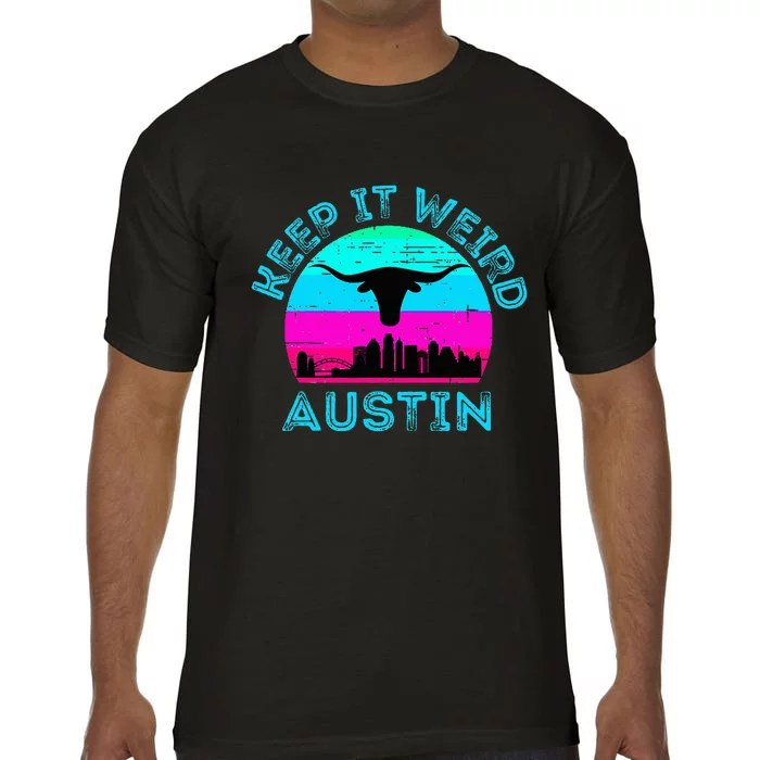 Austin Texas Keep It Weird Longhorn Sunset Gift Comfort Colors T-Shirt