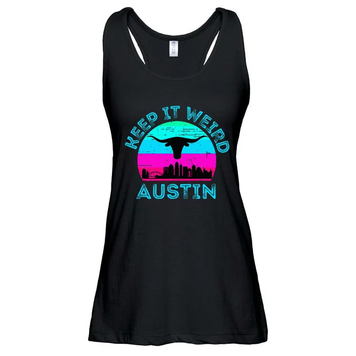 Austin Texas Keep It Weird Longhorn Sunset Gift Ladies Essential Flowy Tank