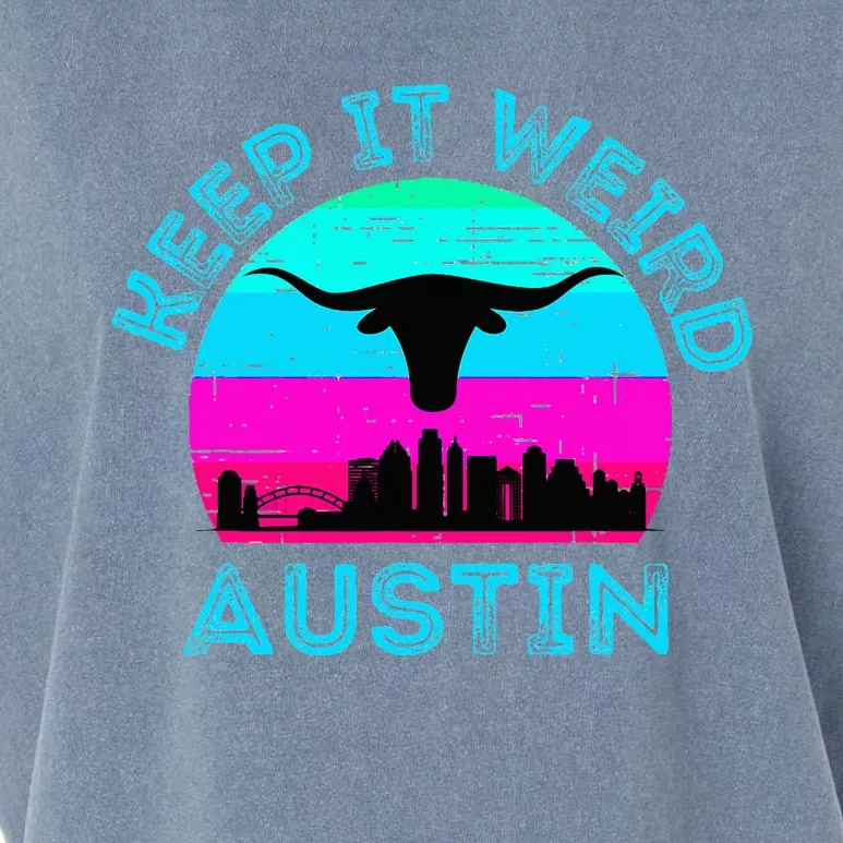 Austin Texas Keep It Weird Longhorn Sunset Gift Garment-Dyed Women's Muscle Tee