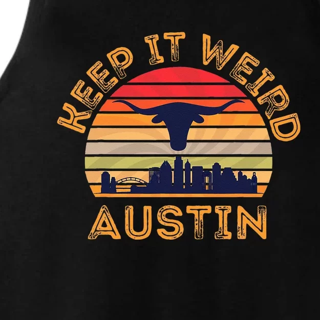 Austin, Texas Keep It Weird Longhorn Sunset Ladies Tri-Blend Wicking Tank