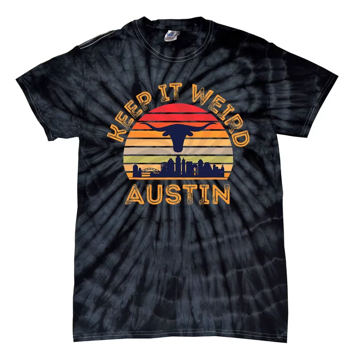 Austin, Texas Keep It Weird Longhorn Sunset Tie-Dye T-Shirt