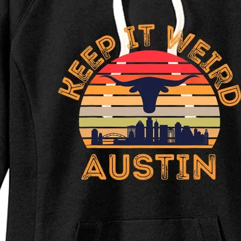 Austin, Texas Keep It Weird Longhorn Sunset Women's Fleece Hoodie