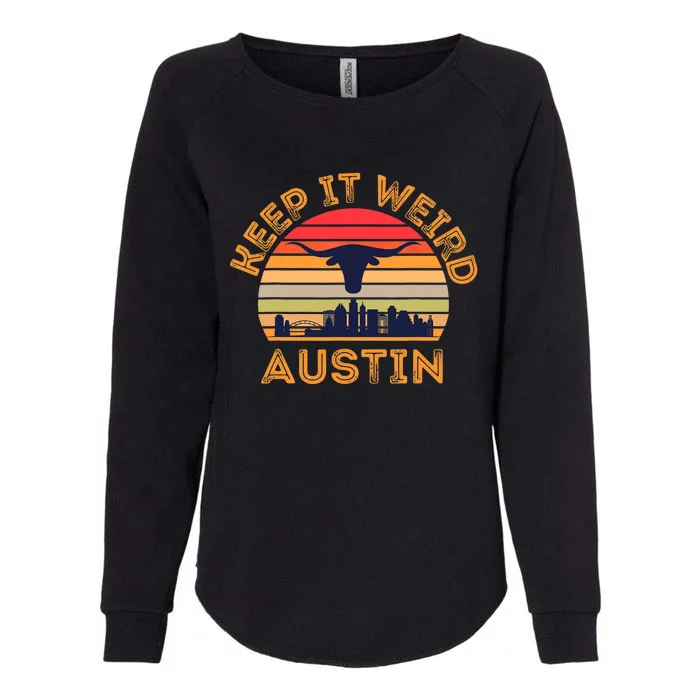 Austin, Texas Keep It Weird Longhorn Sunset Womens California Wash Sweatshirt