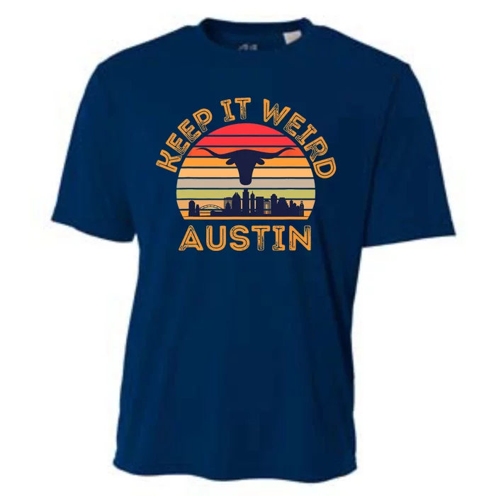 Austin, Texas Keep It Weird Longhorn Sunset Cooling Performance Crew T-Shirt