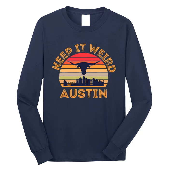 Austin, Texas Keep It Weird Longhorn Sunset Long Sleeve Shirt