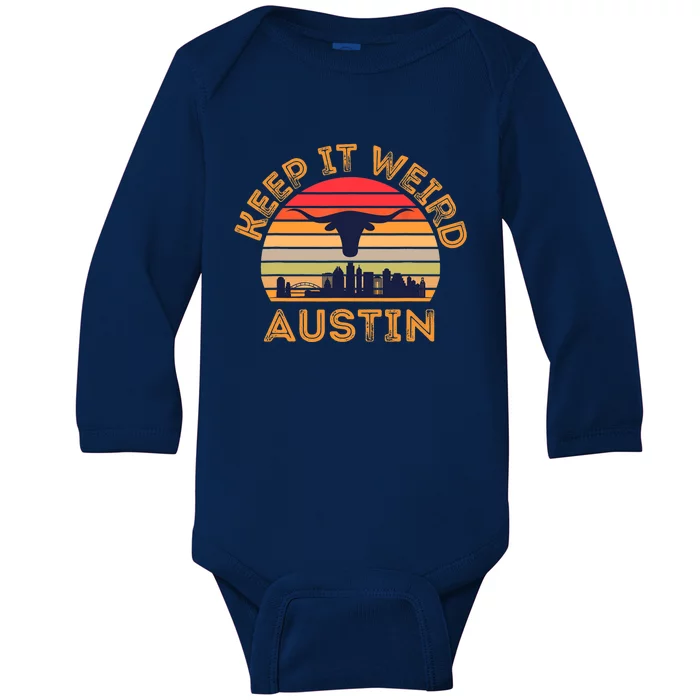 Austin, Texas Keep It Weird Longhorn Sunset Baby Long Sleeve Bodysuit