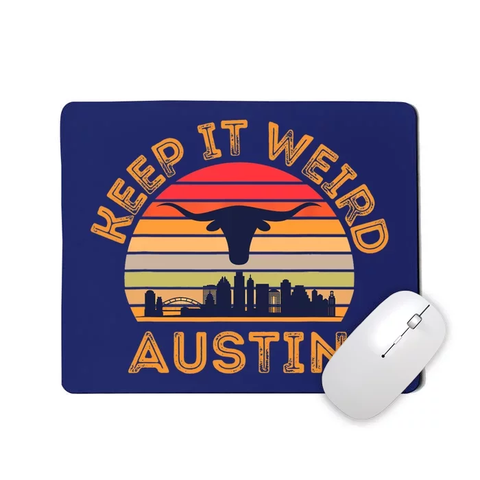 Austin, Texas Keep It Weird Longhorn Sunset Mousepad